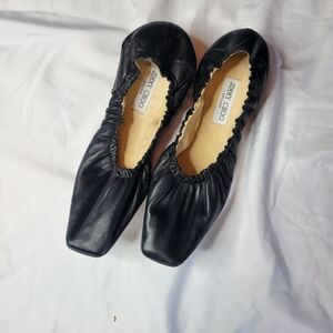 Jimmy Choo Black Flats with Square Toe Design